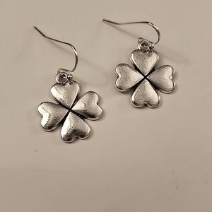 Authentic Sterling 925 Silver posts  Four leaf Clover  Dangle